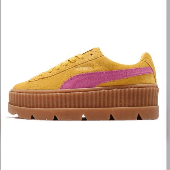 Puma X FENTY By Rihanna Womens/Ladies Cleated Suede Creepers (Lemon/Pink) - Picture 1 of 5